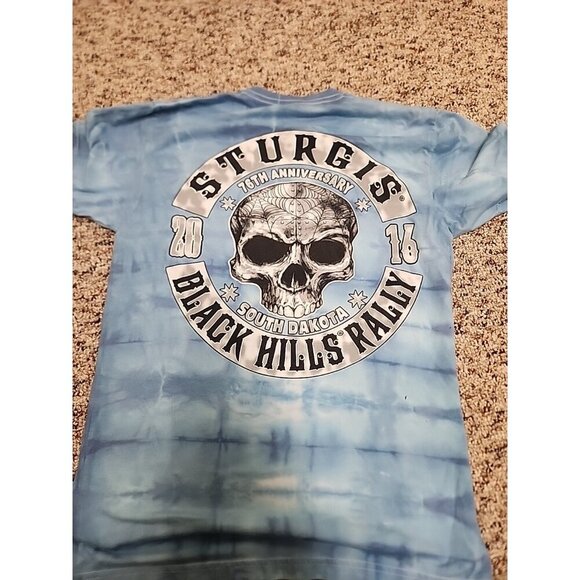 Sturgis 76th Anniversary 2016 Tshirt Size Medium Blue Tye-dye - Picture 3 of 4
